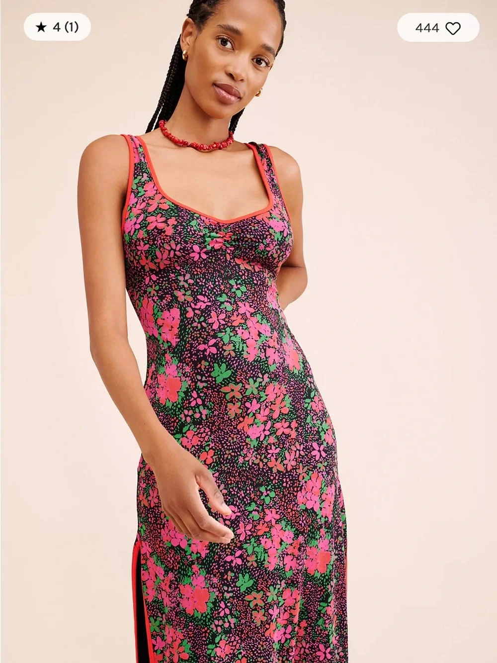 Free People Clementine Midi Pink and Teal Floral Dress Medium